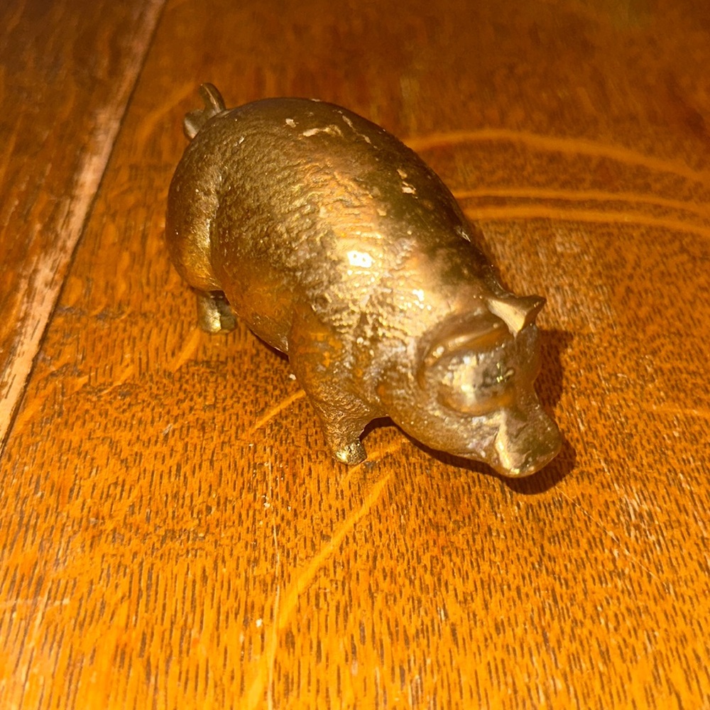 Vintage Brass Pig Wilbur From Charlottes Web Figurine 3.5" x 2"